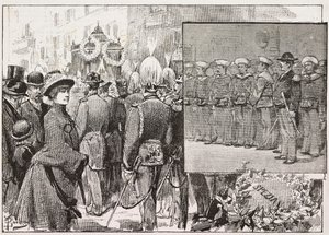 جنازة الأدميرال لويجي بوجليوني دي مونالي (1821-1884) ، روما ، إيطاليا ، نقش من رسم لدانتي بولوتشي ، من L