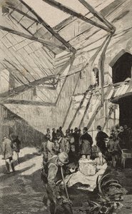 بقايا المسرح الإسرائيلي بعد حريق 1893 ، روما ، إيطاليا ، نقش بعد الرسم بواسطة دانتي بولوتشي ، من L
