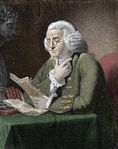 صورة لبنجامين فرانكلين (1706-1790) ، الفيلسوف والفيزيائي والسفير الأمريكي. نقش بعد لوحة لديفيد مارتن. بواسطة ديفيد (بعد) مارتن