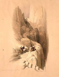 الصعود إلى قمة سيناء ، 20 فبراير 1839 ، اللوحة 115 من المجلد الثالث من "الأرض المقدسة" ، نقشها لويس هاجي (1806-1885) حانة. 1849 (ليثو) بواسطة ديفيد (بعد) روبرتس