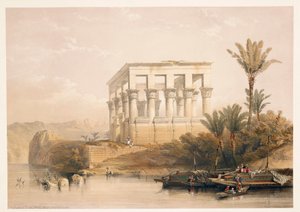 مصر ، معبد فيلة المعروف باسم "سرير الفرعون" ، نقش بناءً على رسم ديفيد روبرتس من "مصر والنوبة" بواسطة ديفيد (بعد) روبرتس