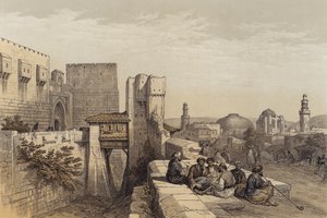مدخل قلعة القدس (لون ليثو) بواسطة ديفيد (بعد) روبرتس