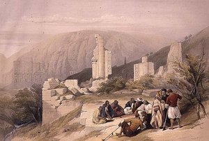 بقايا قوس النصر في البتراء ، 8 مارس 1839 ، اللوحة 100 من المجلد الثالث من "الأرض المقدسة" ، نقشها لويس هاجي (1806-1885) حانة. 1849 (ليثو) بواسطة ديفيد (بعد) روبرتس