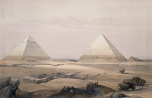 أهرامات الجيزة ، نقش من رسم ديفيد روبرتس (1796-1864) ، من مصر والنوبة بواسطة ديفيد (بعد) روبرتس
