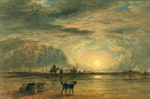 مشهد الشاطئ - شروق الشمس ، حوالي عام 1820 (ألوان مائية وقلم فوق جرافيت على ورق) بواسطة ديفيد (أتر. إلى) كوكس