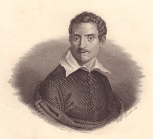 Portrait of Italian painter Domenico Zampieri also known as Domenichino (1581-1641), copper engraving by A Locatelli