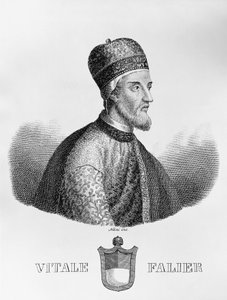 Portrait of Vitale Falier (died ca 1095), 32nd Doge of Venice, engraving by Antonio Nani (1803-1870)