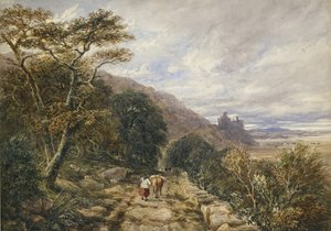 مسار ريفي يؤدي إلى قلعة Harlech ، 1842 (ألوان مائية وألوان على الجرافيت)