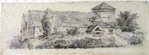 كنيسة Llanfair ، شمال ويلز ، c.1813 بواسطة ديفيد كوكس