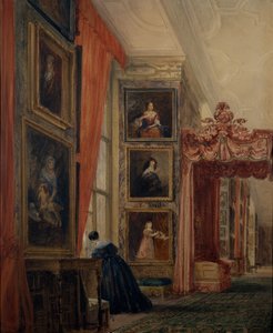 The Long Gallery at Hardwick (watercolor on paper) بواسطة ديفيد كوكس