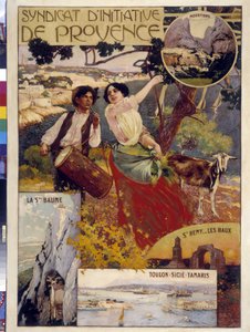 مكتب السياحة في بروفانس. رسم توضيحي لديفيد ديليبيان (1866-1932). ذكر إلزامي: مجموعة مؤسسة بخصوص دي بروفانس (Dim in cm 100x81)