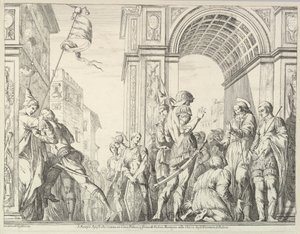 القديس جيمس يشفي أعمى ، من قصة القديسين جيمس وكريستوفر في Erem ... ، 1776. بواسطة ديفيد جيوفاني