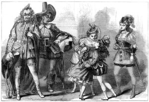 مشهد من The Babes in the Wood ، في مسرح كوفنت جاردن ، لندن ، 1875.