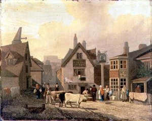 King Street Gates، Norwich (زيت على لوح طاحونة) بواسطة ديفيد هودجسون
