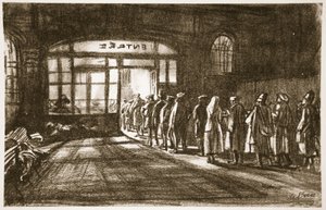 في محطة قاعدية، رسم توضيحي من "الجبهة الغربية"، منشورات شركة كونتري لايف المحدودة بواسطة ديفيد مويرهيد بون