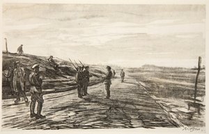 الاعتصام الليلي، رسم توضيحي من "الجبهة الغربية"، منشورات شركة كونتري لايف المحدودة بواسطة David Muirhead Bone