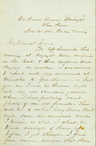 رسالة من DP Grier ، على متن Steamer Starlight ، نهر أوهايو ، إلى Anna McKinney ، 21 نوفمبر 1862 بواسطة ديفيد بيركنز جرير