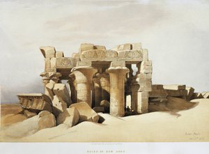 مصر ، أنقاض معبد كوم أمبو المخصص لسوبيك وحورس ، بقلم ديفيد روبرتس ، نقش بواسطة ديفيد روبرتس
