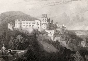 قلعة هايدلبرغ ، هايدلبرغ ، نقشها JTWillmore في "حجاج الراين" ، نُشر عام 1840 بواسطة ديفيد روبرتس
