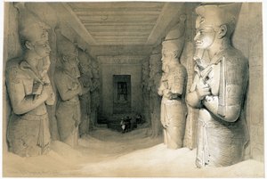 داخل معبد أبو سمبل (أبو أو سمبل) ، رسم في 9/11/1836 في "الأرض المقدسة" ، لندن 1849 بواسطة ديفيد روبرتس