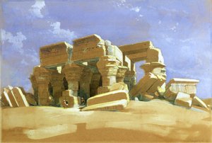 رواق معبد كوم أمبو ، صعيد مصر ، 1838 (مرحاض على ورق)