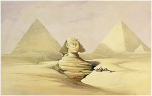 "تمثال أبو الهول وأهرامات الجيزة" ، مصر ، حوالي عام 1845 بواسطة ديفيد روبرتس