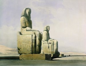 طيبة ، 4 ديسمبر 1838 ، تفاصيل عملاق ممنون ، اللوحة 12 من المجلد الأول لمصر والنوبة ، نقشها لويس هاغ 1806-85 حانة. 1846 ليثو تفاصيل 67033