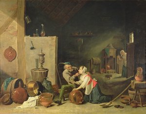 العجوز والخادم ، 1800 بواسطة ديفيد تينيرز الأصغر