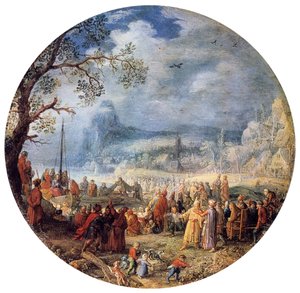 خطبة المسيح في بحيرة جينيزاريث ، 1623. بواسطة ديفيد فينكيبونز