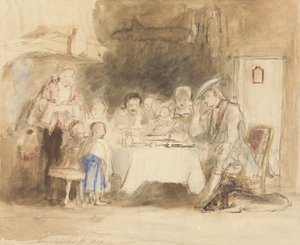 نعمة قبل اللحم ، 1839 (مرحاض بالقلم والحبر فوق الجرافيت على الورق) بواسطة ديفيد ويلكي