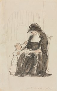 راهبة تقرأ لطفل بواسطة David Wilkie