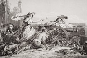 الدفاع عن سرقسطة ، 1808 ، من `` الرسوم التوضيحية الإنجليزية والتاريخ الاسكتلندي &39;&39; المجلد الثاني بواسطة ديفيد ويلكي