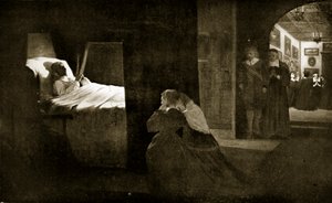 وفاة كرومويل ، 1658 ، رسم توضيحي من "قصة هتشنسون عن الأمة البريطانية" ، ج .1923 بواسطة ديفيد ويلكي