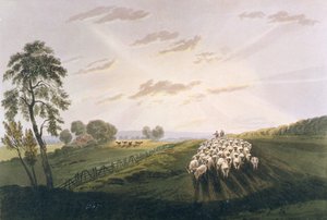 بعد الظهر ، مشهد في ساري ، رسم توضيحي من أطروحة حول رسم المناظر الطبيعية وتأثيرها في ألوان الماء ، 1841 (ألوان مائية يدوية)
