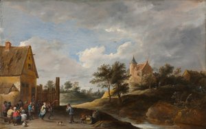 المناظر الطبيعية مع رقص الفلاحين ، c.1645-50 بواسطة ديفيد تينيرز الأصغر