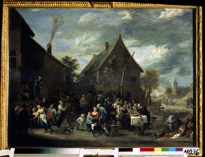 عرس الفلاحين. لوحة ديفيد تينيرز الأصغر (1610-1690). زيت على قماش ، ٨٢ × ١٠٨ سم بواسطة ديفيد تينيرز الأصغر