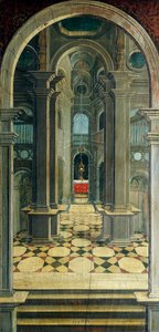 منظور رسمه Defendente Ferrari (1480 أو 1485-1540) ، على الجزء الخلفي من جوقة القرن السادس عشر ، كنيسة القديس جيروم ، بييلا ، إيطاليا بواسطة المدعى عليه فيراري