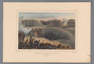 معقل عسكري بينين ، 1832 داخل حصن توليدو (العنوان على الكائن) رسومات مصنوعة من الحياة في حصار قلعة أنتويرب بواسطة Raffet (عنوان السلسلة على الكائن) بواسطة جيلوت فريرز