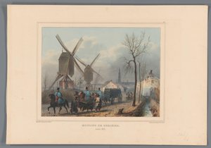 مولينز فان بيرشم 1832 طواحين الهواء في بيرشم (العنوان على الكائن) رسومات مصنوعة من الحياة في حصار قلعة أنتويرب بواسطة Raffet (عنوان السلسلة على الكائن) بواسطة جيلوت فريرز