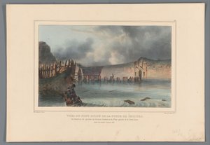 فيرنيلد بروج ، 1832 مناظر للجسر المدمر لبوابة الإنقاذ ، وللمدخل الأيسر من باستيون باسيوتو والجانب الأيسر من نصف القمر (العنوان على الجسم) رسومات مصنوعة من الحياة في حصار قلعة أنتويرب بواسطة رافيت (عنوان السلسلة على objec بواسطة جيلوت فريرز