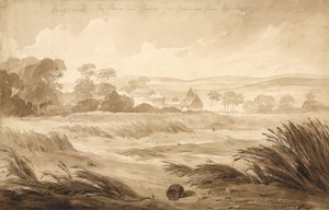 "No 1 Hougomont The House and farme du - Gourman from the Right" ، 1815 (مرحاض وقلم رصاص على ورق) بواسطة دينيس دايتون