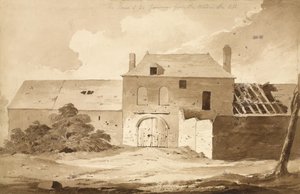 "رقم 5 بيت دو جورمون من الخشب على اليسار" ، 1815 (مرحاض وقلم رصاص على ورق) بواسطة دينيس دايتون