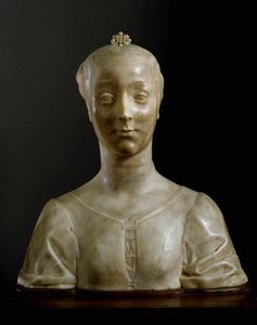 تمثال نصفي لسيدة شابة من الرخام من تصميم ديسيديريو دا سيتينيانو (حوالي 1430-1464) قاتمة 146 سم فلورنسا ، متحف بارجيلو الوطني بواسطة Desiderio da Settignano