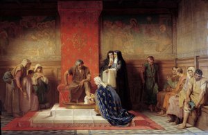 القديسة إليزابيث من فرنسا (أخت سانت لويس) تغسل أقدام الفقراء اللوحة بواسطة Desire Laugee (1823-1896) 1865 بواسطة رغبة فرانسوا لاوج