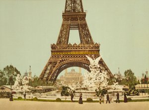 نافورة وبرج إيفل ، معرض يونيفرسال ، باريس ، فرنسا ، c.1900