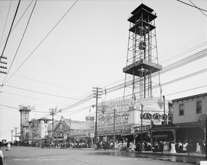 Surf Avenue ، جزيرة كوني ، حوالي 1904 (صورة بالأبيض والأسود)