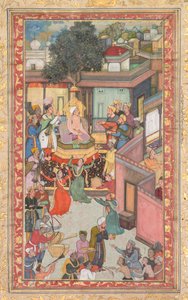 حفل ختان لأبناء أكبر ، رسم 126 من أكبر ناما كتاب أكبر… ، ج. 1602-3. بواسطة دارام داس