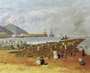 لا اسكوليرا (كاسر الأمواج أو كاسر الأمواج). لوحة لداريو دي ريجويوس (1875-1913). زيت على قماش. الانطباعية الاسبانية. متحف Monistrol في مونتسيرات في برشلونة. بواسطة Diario أو Dario de Regoyos y Valdes
