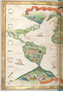 الأمريكتان ، تفاصيل من أطلس العالم ، 1565 (الرق)