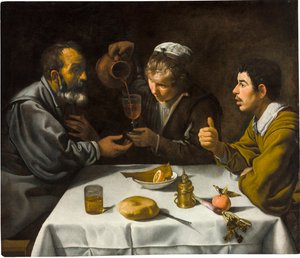 Le dejeuner - The Luncheon ، بقلم فيلاسكيز ، دييغو (1599-1660). زيت على قماش ، ج. ١٦١٨. الأبعاد: ٩٦ × ١١٢ سم. متحف Szepmuveszeti ، بودابست بواسطة دييجو فيلاسكيز